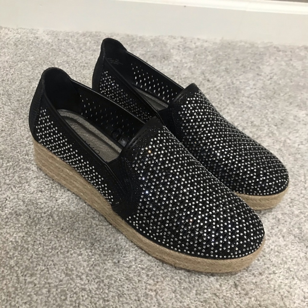 SOLD |Andiamo| Slip-On Black Sparkle Espadrilles 7